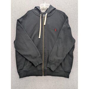 Polo Ralph Lauren Hoodie Mens 3XB Black Full Zip Sweatshirt Big & Tall Red Pony